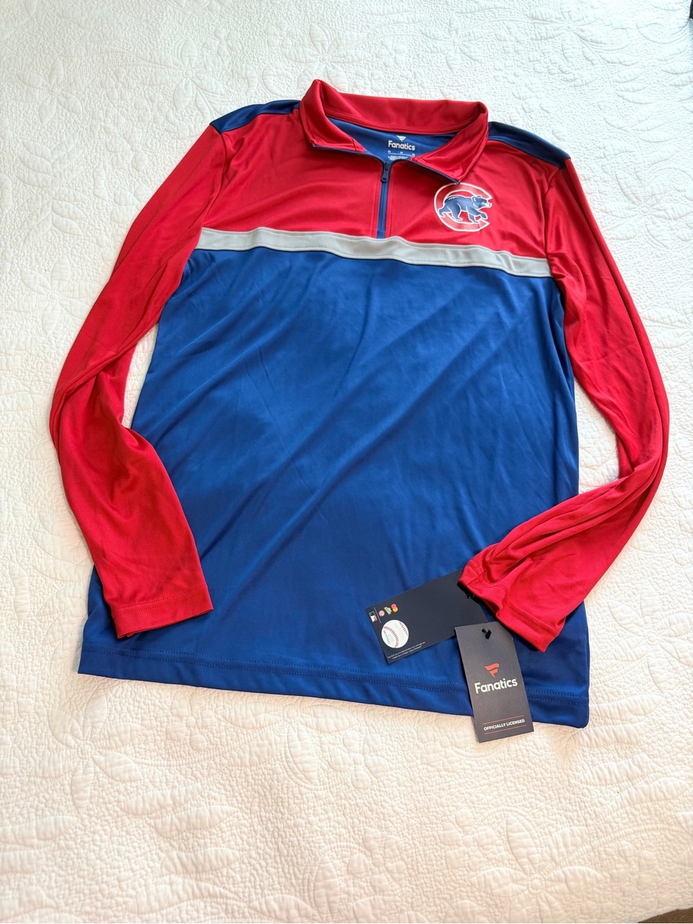 New Fanatics Men's Long Sleeve 1/4 Zip Pullover Chicago Cubs MLB Shirt Medium